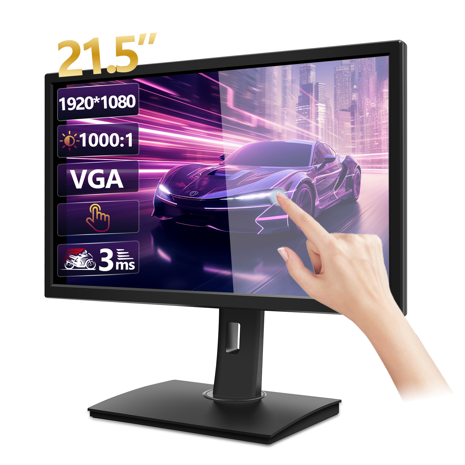 Plastic housing 21.5 inch desktop capacitive touch monitor for commercial/education/medical