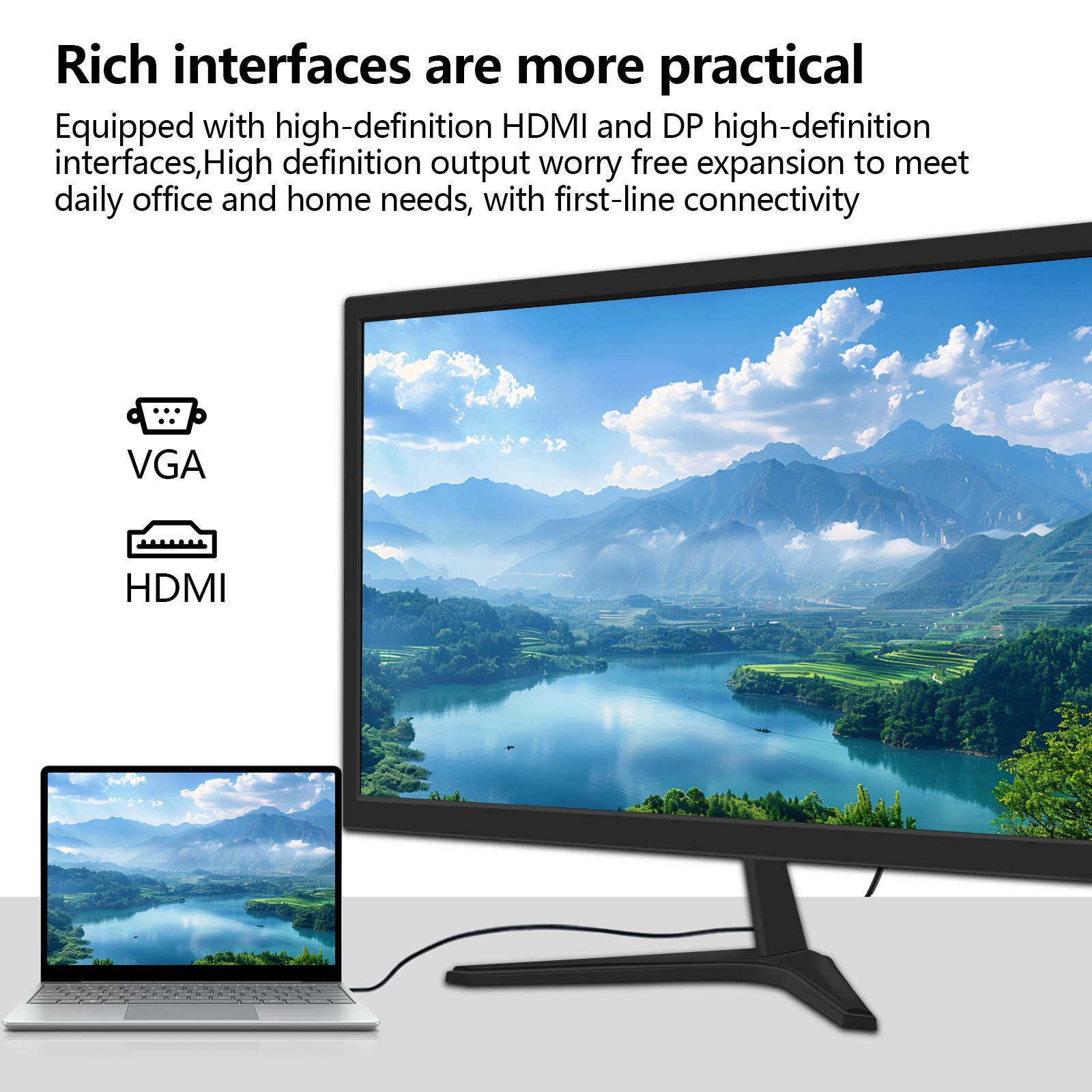 Wucaihong factory selling 17-21.5 inch 75Hz Tn panel office computer monitor