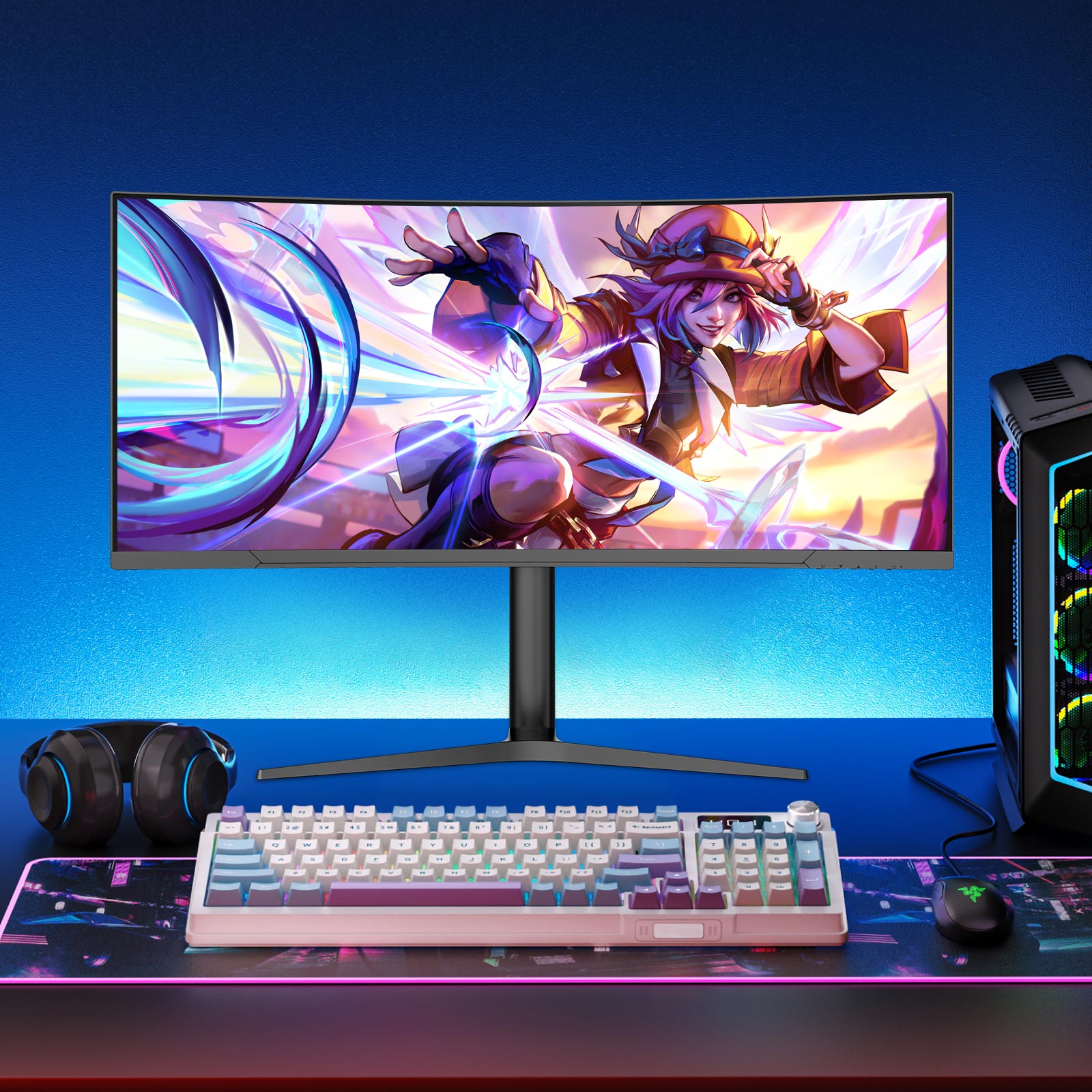 New Curved Monitor 34 Inch Frameless 4K 144Hz 3440*1440P VA big Screen Lcd gaming Monitors