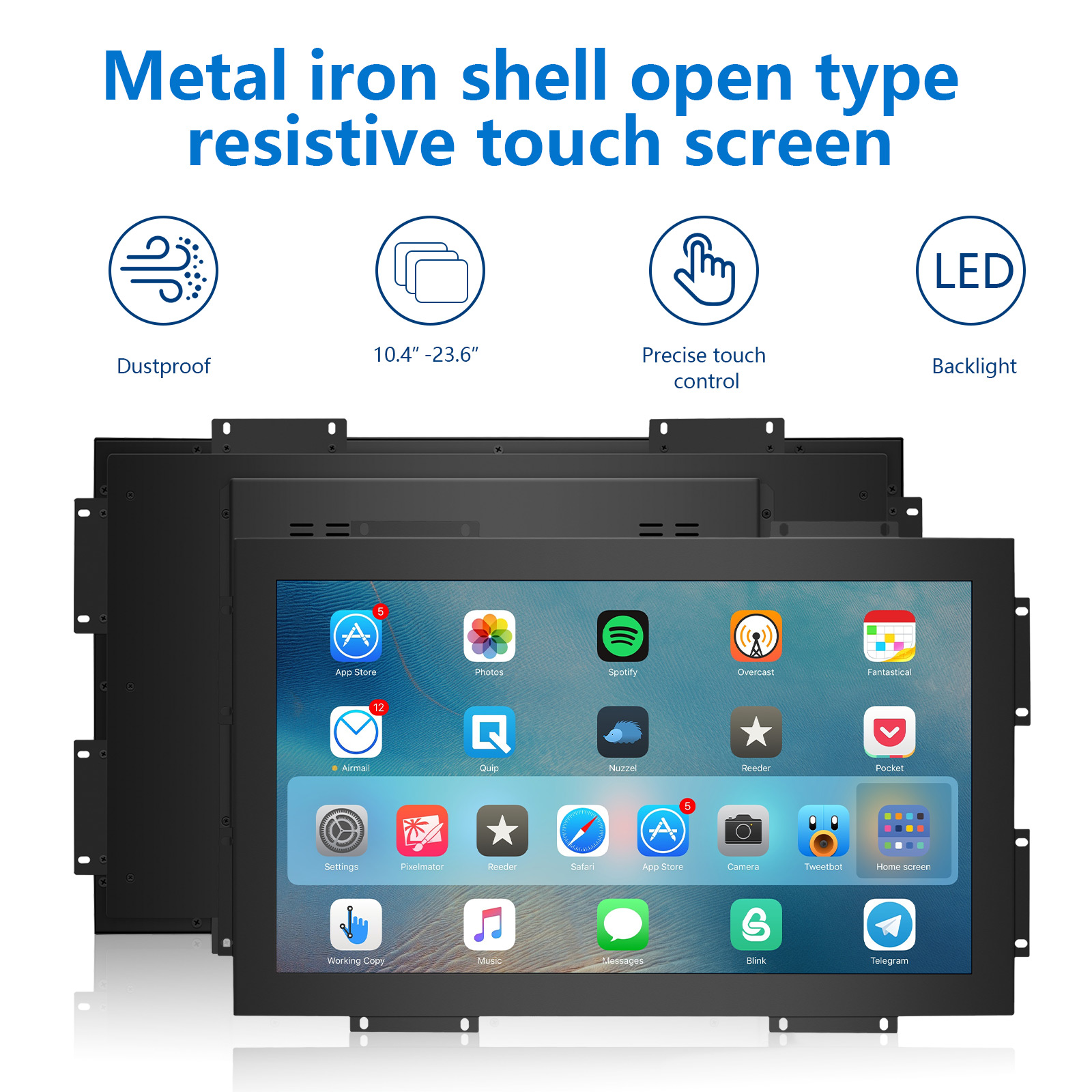 7 10.4 12 inch ips panel industrial capacitive touch screen IP65 waterproof and dustproof medical touch monitor