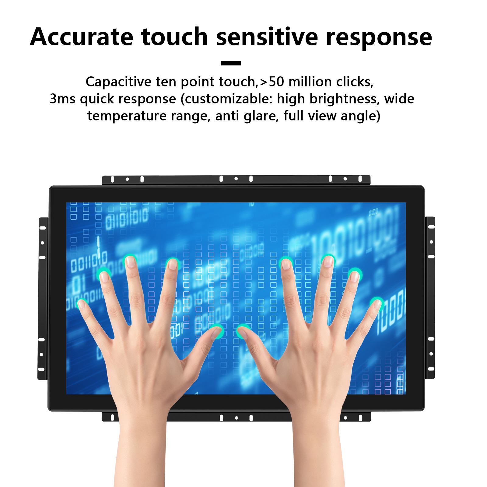 Industrial Capacitive Touch Monitor 10.1''-27'' Rugged LCD Display 250-1500cd/m² High Brightness for Industrial and Commercial